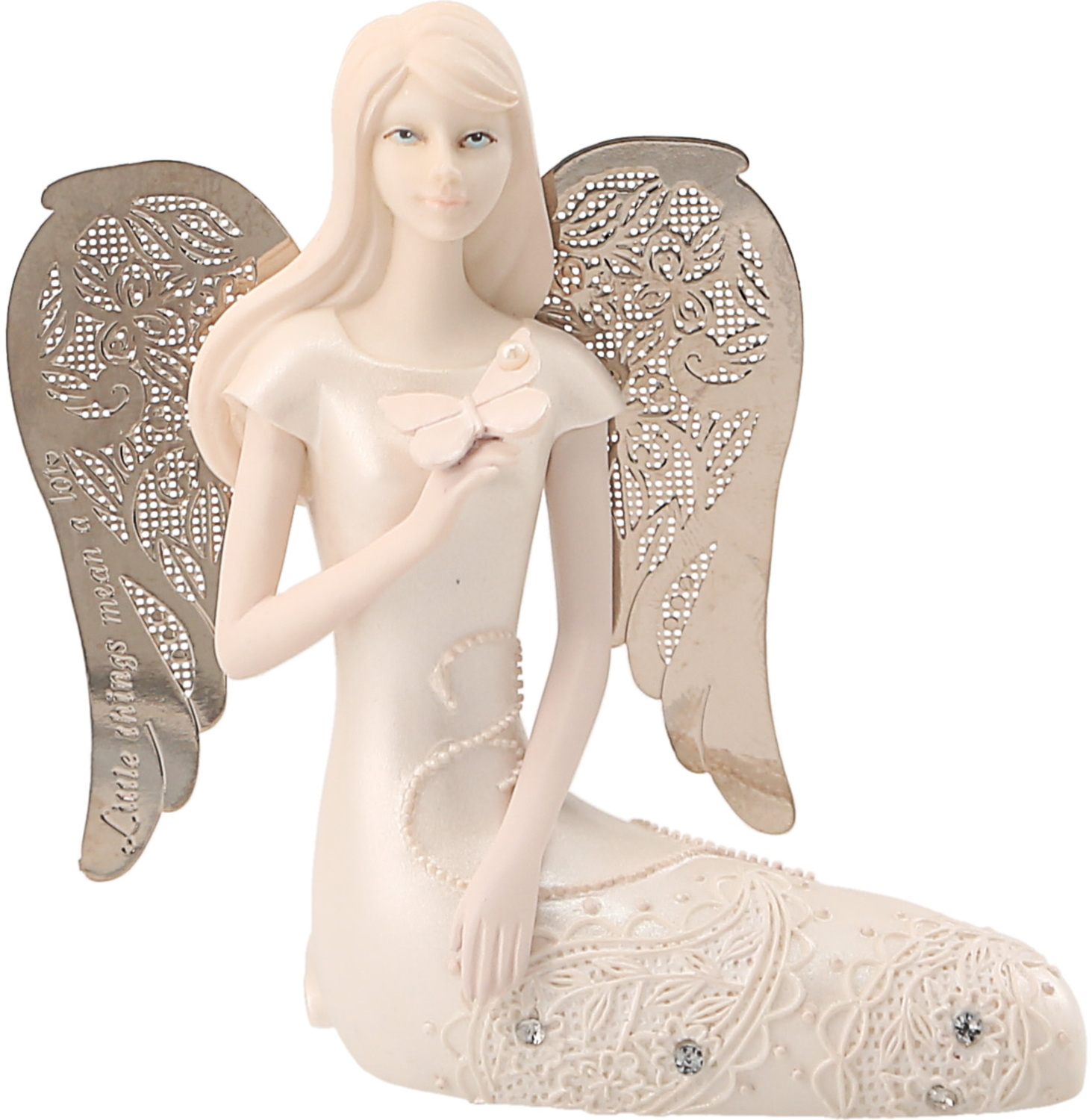 June Birthstone Angel by Little Things Mean A Lot - June Birthstone Angel - 3.5" June Angel with Pearl Butterfly