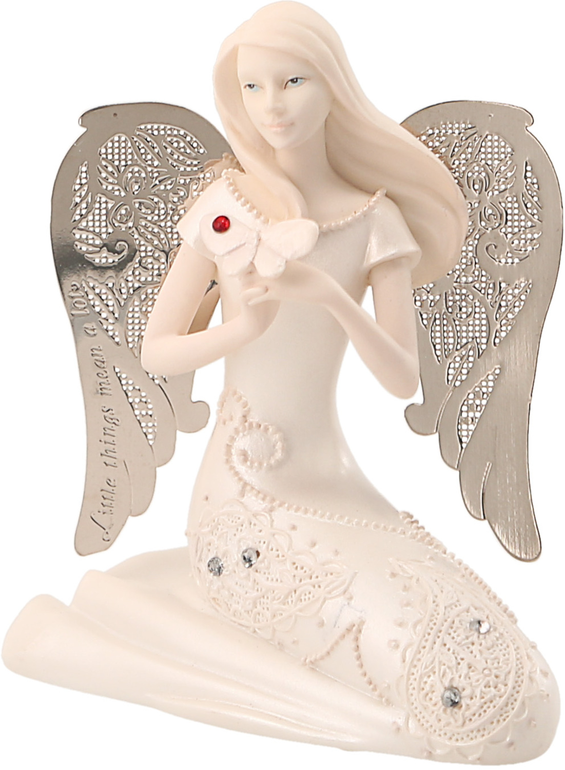 July Birthstone Angel by Little Things Mean A Lot - July Birthstone Angel - 3.5" July Angel with Ruby Butterfly