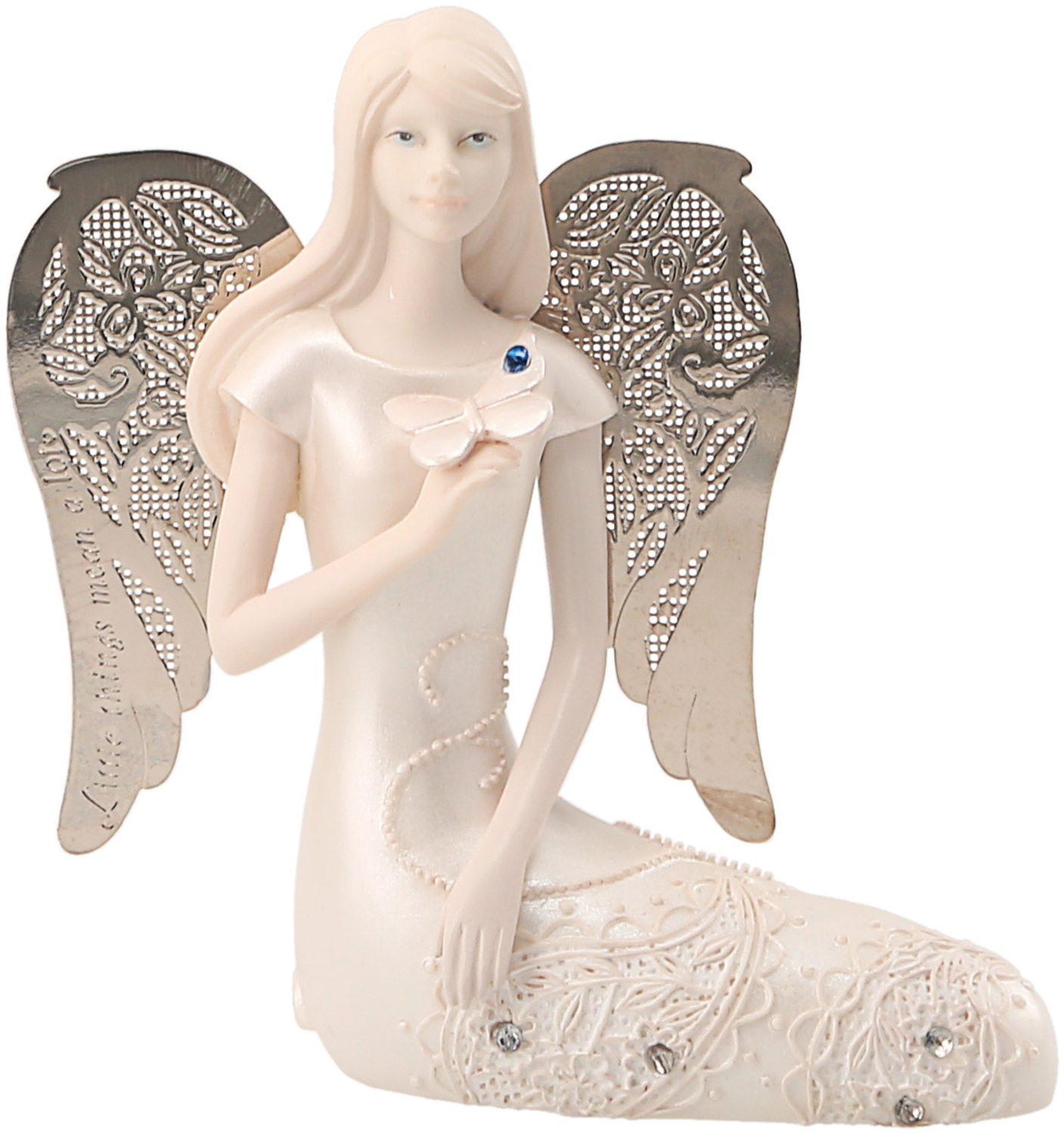 September Birthstone Angel by Little Things Mean A Lot - September Birthstone Angel - 3.5" September Angel with Sapphire Butterfly