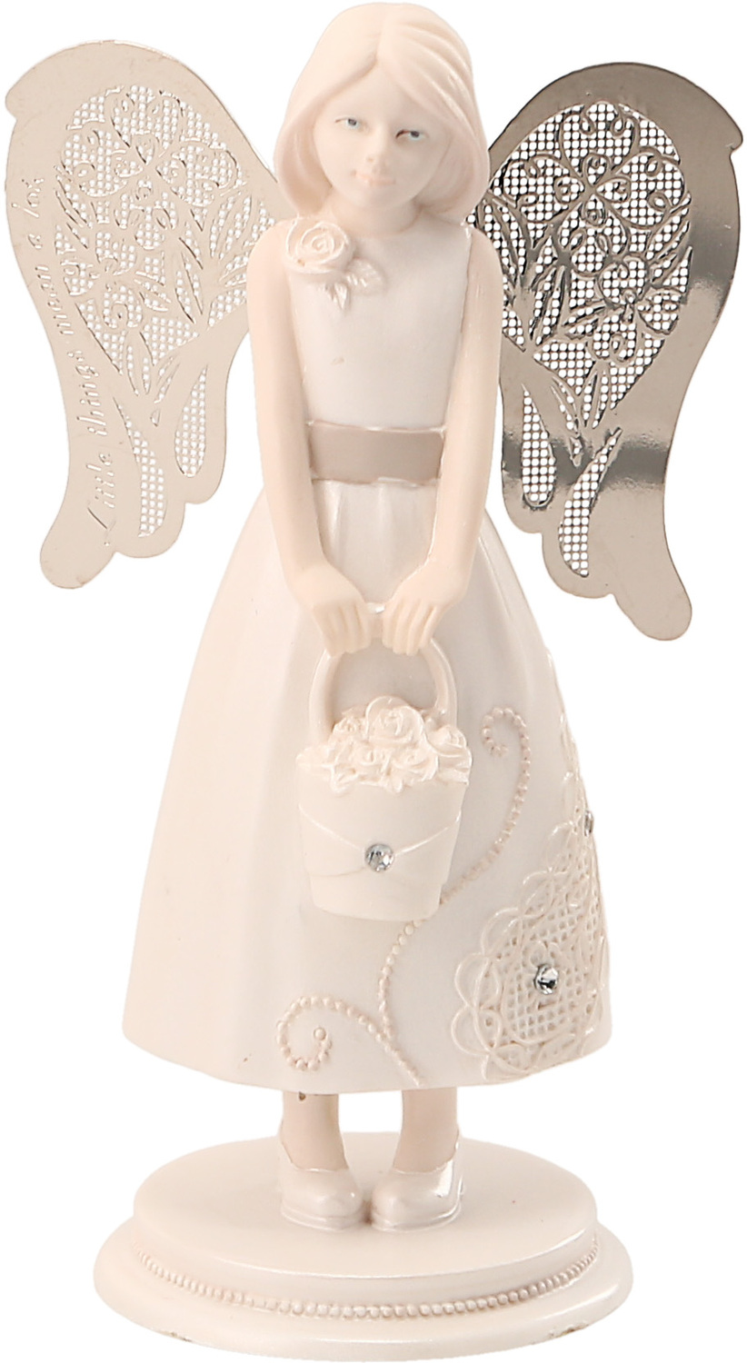 Flower Girl by Little Things Mean A Lot - Flower Girl - 4.25" Angel with Basket Flowers