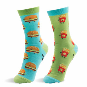 Cheeseburger and Fries by Late Night Snacks - S/M Unisex Socks