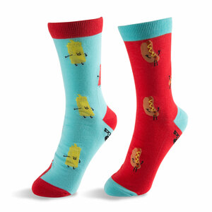 Hot Dog and Mustard & Ketchup  by Late Night Snacks - M/L Unisex Sock
