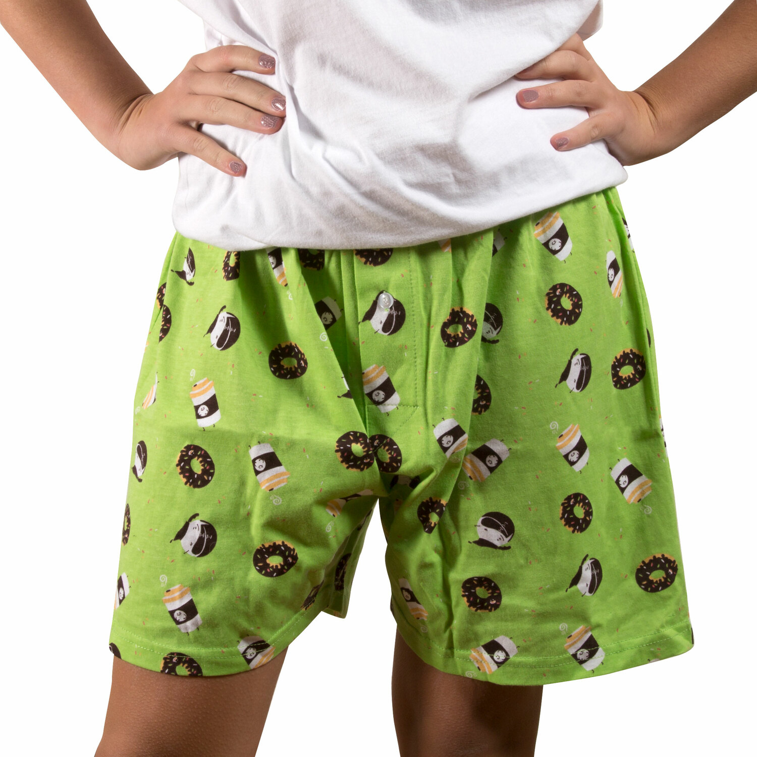 Coffee and Donut by Late Night Snacks - Coffee and Donut - XS Green Unisex Boxers