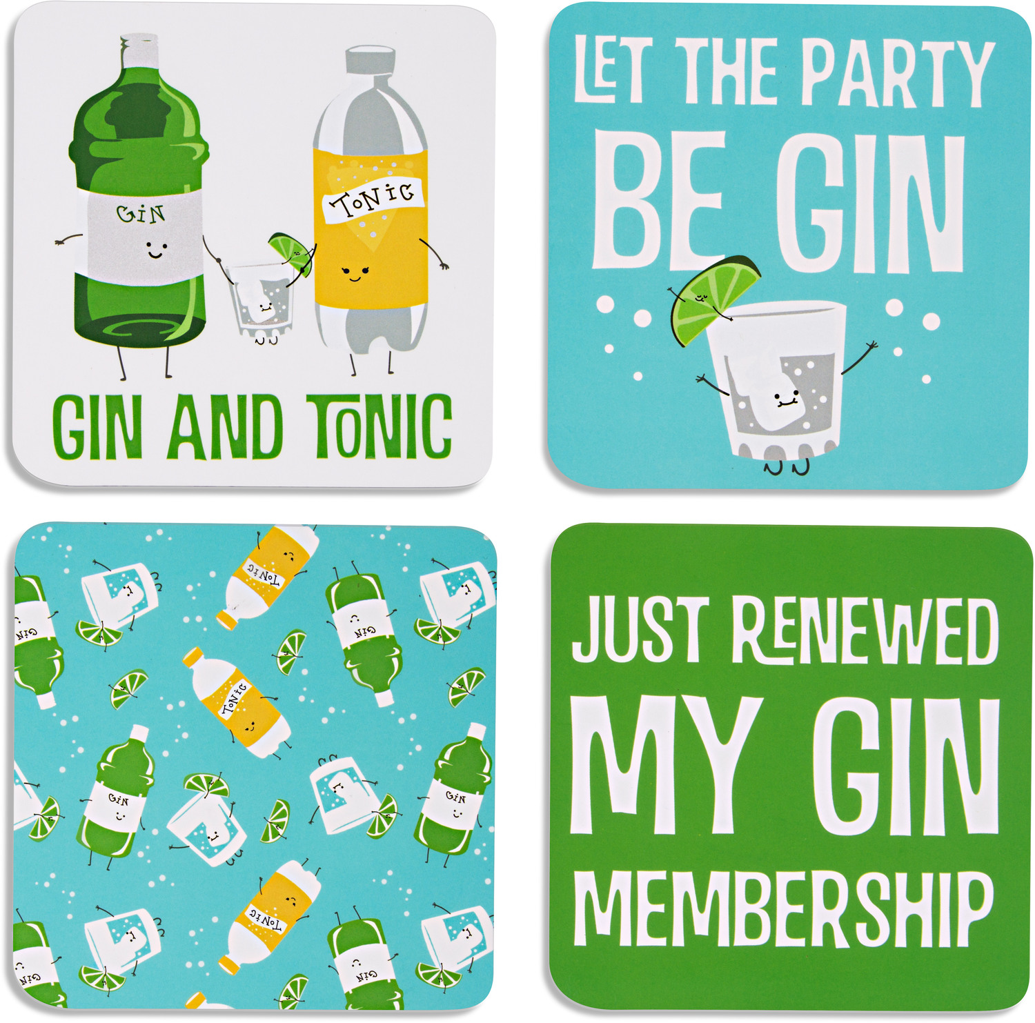 Gin & Tonic by Late Night Last Call - Gin & Tonic - 4" Coaster Set with Box (4 Piece)