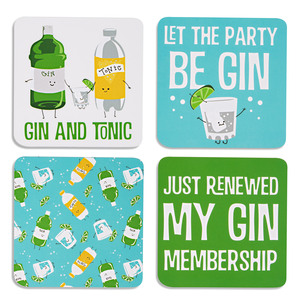 Gin & Tonic by Late Night Last Call - 4" (4 Piece) Coaster Set with Box
