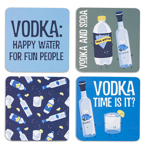 Vodka & Soda by Late Night Last Call - 4" (4 Piece) Coaster Set with Box