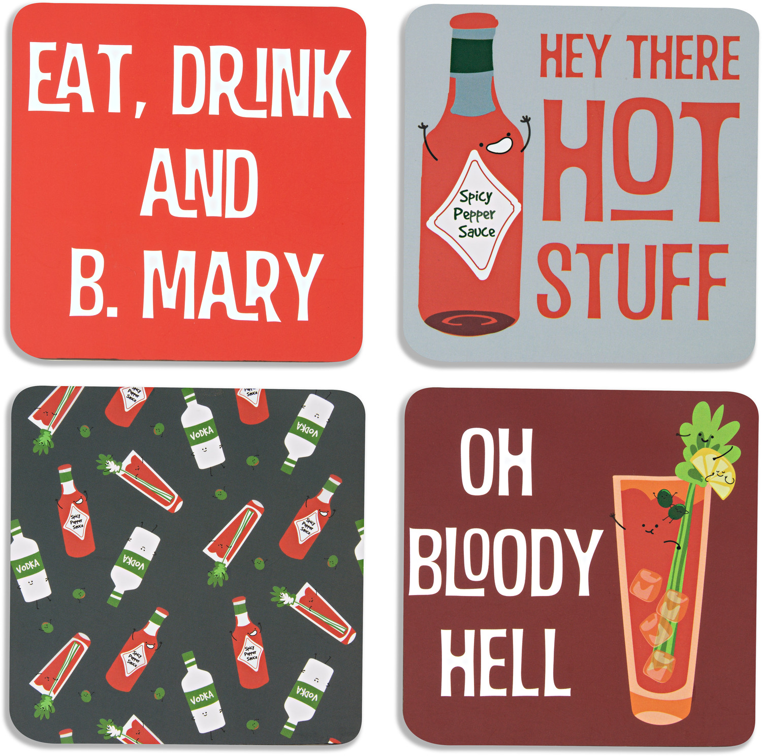 Bloody Mary by Late Night Last Call - Bloody Mary - 4" Coaster Set with Box (4 Piece)