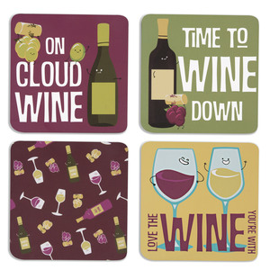 Wine by Late Night Last Call - 4" (4 Piece) Coaster Set with Box