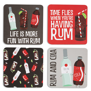 Rum & Cola by Late Night Last Call - 4" (4 Piece) Coaster Set with Box