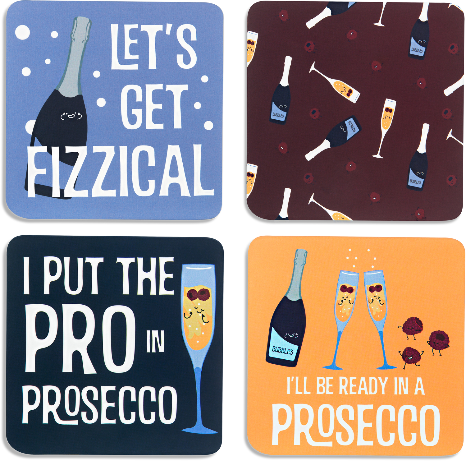 Prosecco by Late Night Last Call - Prosecco - 4" (4 Piece) Coaster Set with Box