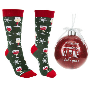 Wonderful Wine by Late Night Last Call - 4" Ornament  with Unisex Holiday Socks