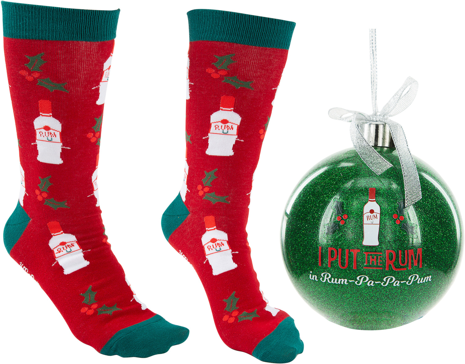 Rum-Pa-Pa-Pum by Late Night Last Call - Rum-Pa-Pa-Pum - 4" Ornament  with Unisex Holiday Socks