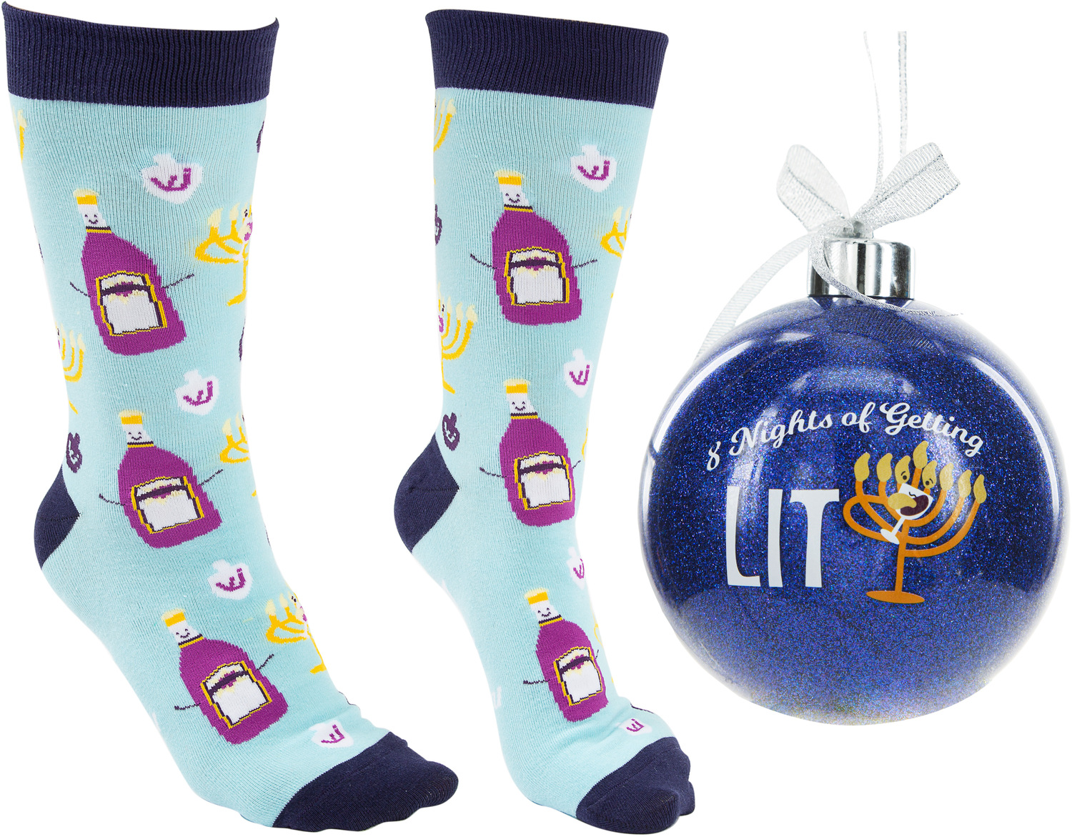 8 Nights by Late Night Last Call - 8 Nights - 4" Ornament  with Unisex Holiday Socks