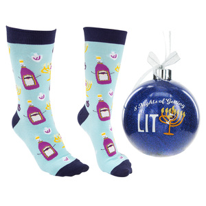 8 Nights by Late Night Last Call - 4" Ornament  with Unisex Holiday Socks