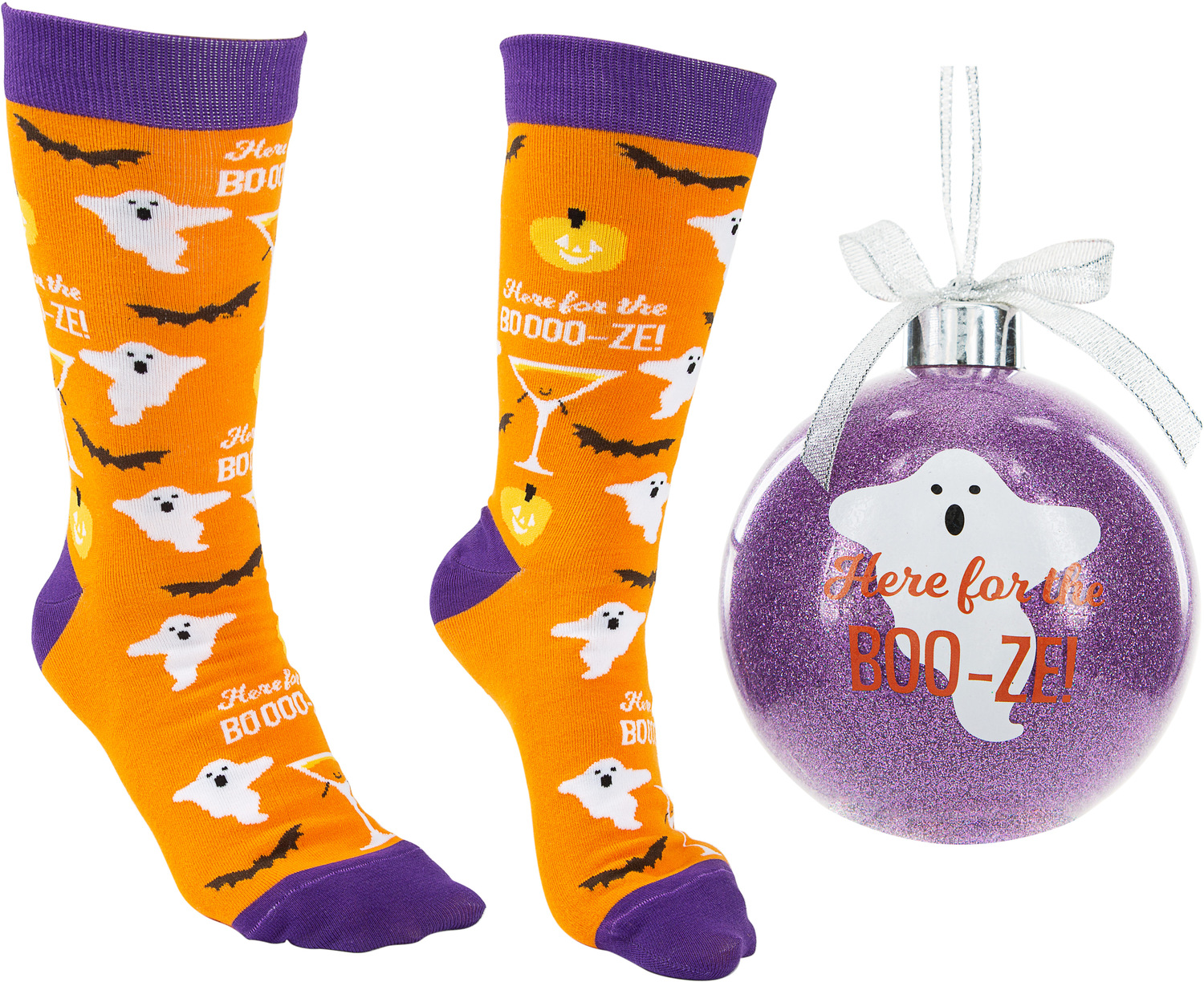 Boo-ze! by Late Night Last Call - Boo-ze! - 4" Ornament  with Unisex Holiday Socks