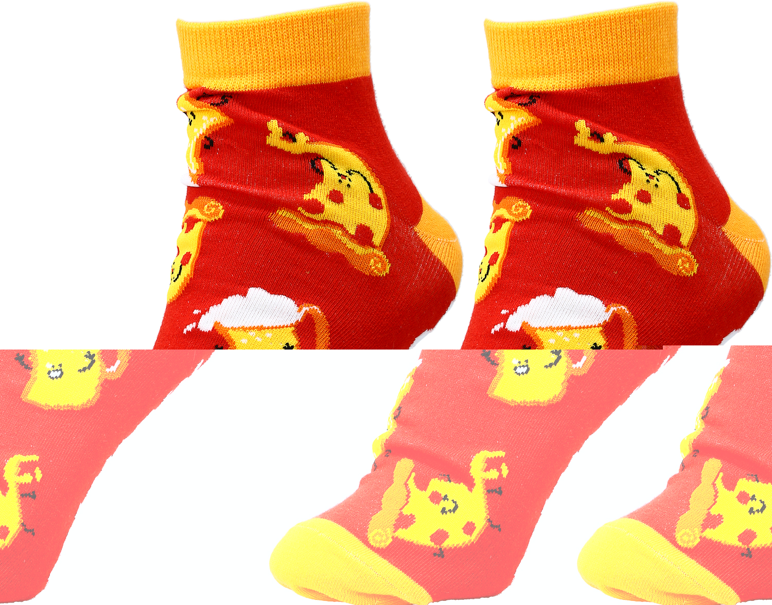 Pizza and Beer by Late Night Snacks - Pizza and Beer - Cotton Blend Ankle Socks