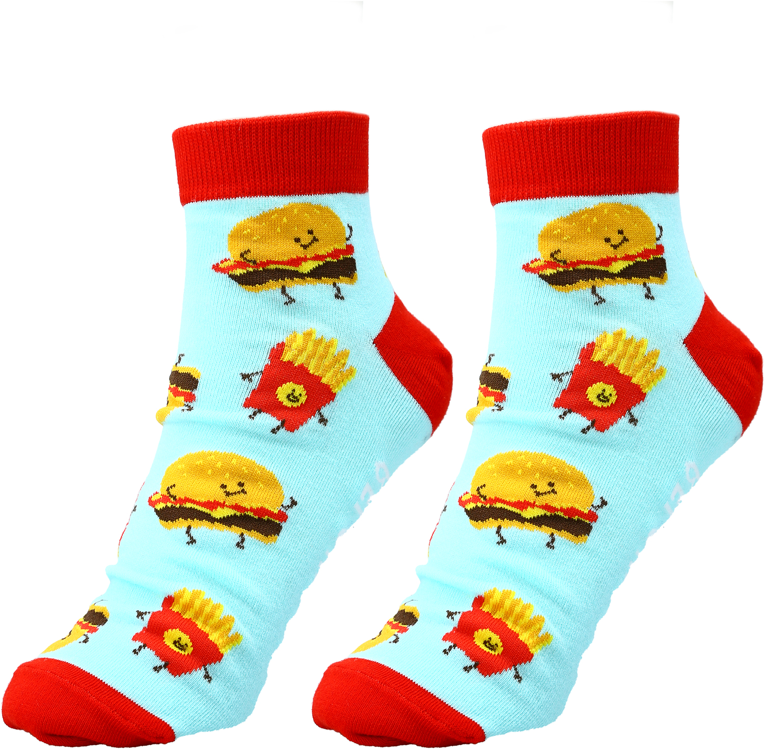 Burger and Fries by Late Night Snacks - Burger and Fries - Cotton Blend Ankle Socks