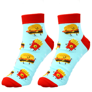 Burger and Fries by Late Night Snacks - Cotton Blend Ankle Socks
