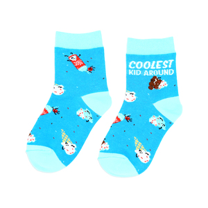 Ice Cream by Late Night Snacks - S/M Youth Cotton Blend Crew Socks