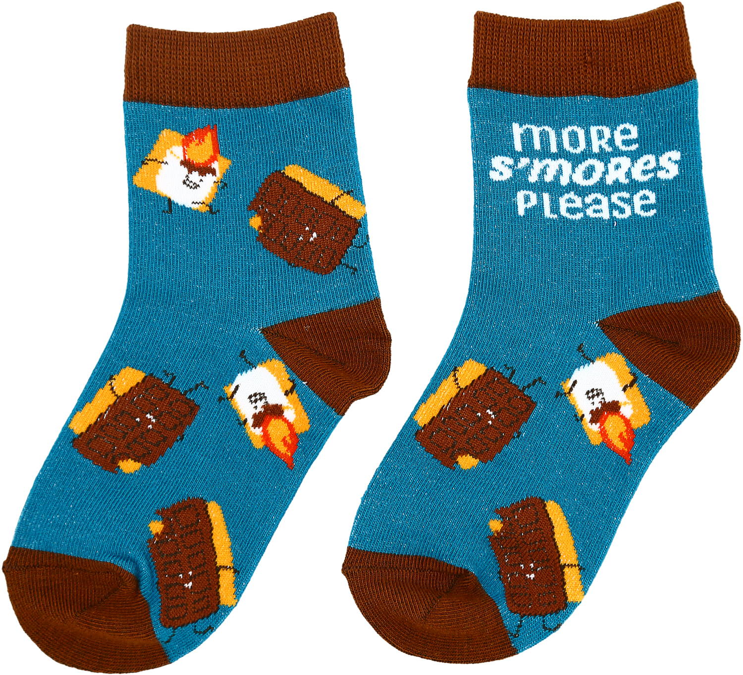 S'mores by Late Night Snacks - S'mores - S/M Youth Cotton Blend Crew Socks