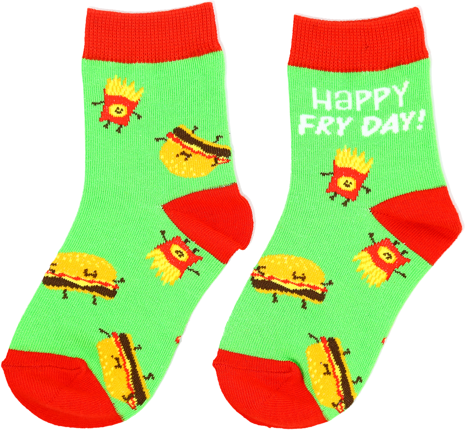 Burger and Fries by Late Night Snacks - Burger and Fries - S/M Youth Cotton Blend Crew Socks