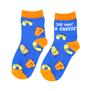 Mac n' Cheese by Late Night Snacks - S/M Youth Cotton Blend Crew Socks