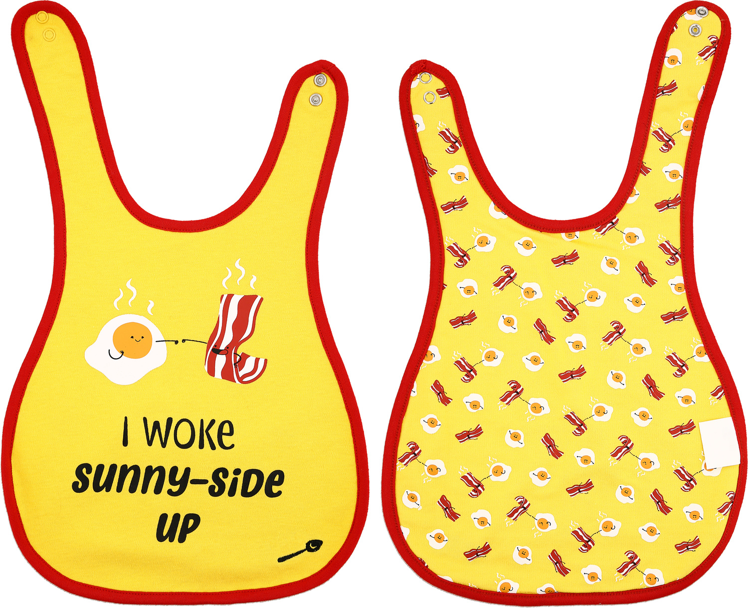 Eggs and Bacon by Late Night Snacks - Eggs and Bacon - Yellow Reversible Bib 6 Months - 3 Years