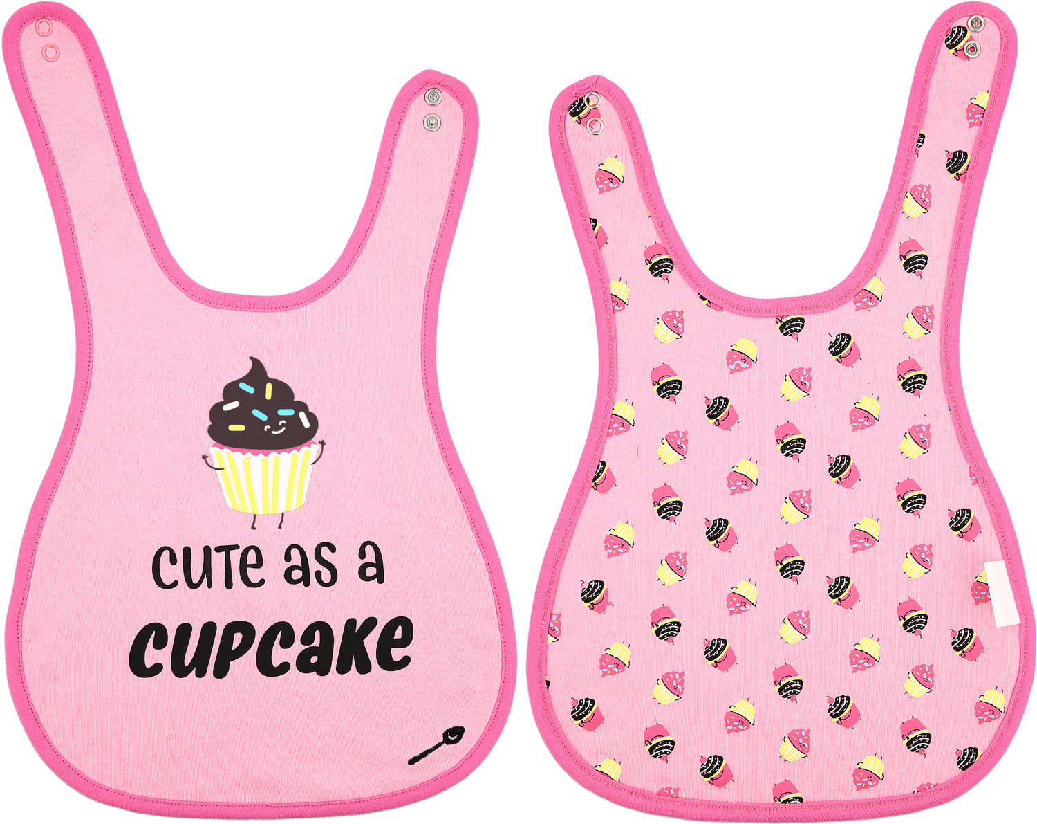 Cupcakes by Late Night Snacks - Cupcakes - Pink Reversible Bib 6 Months - 3 Years
