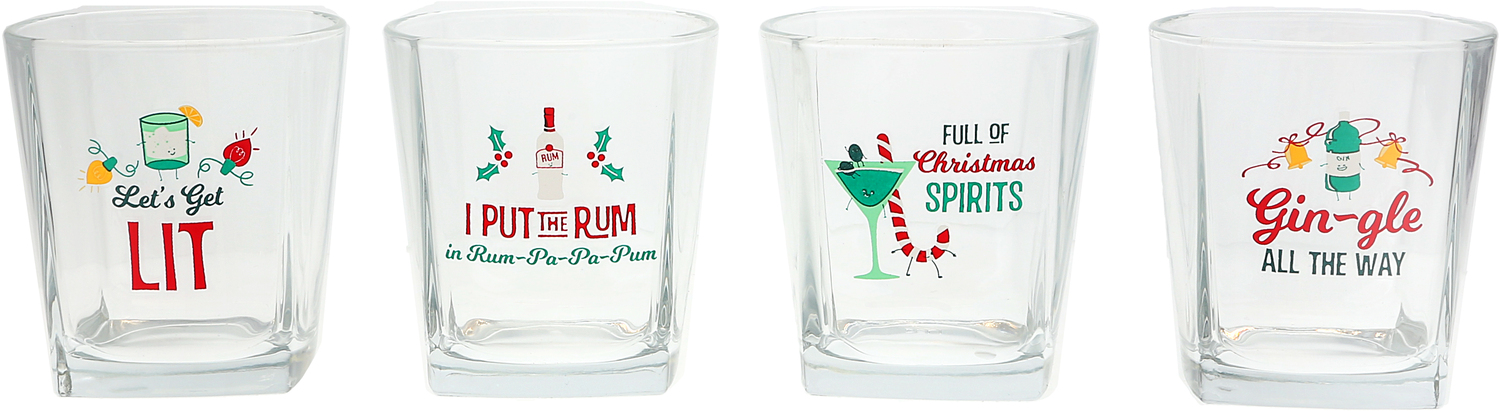 Holiday Rocks Glasses by Late Night Last Call - Holiday Rocks Glasses - 10 oz Rocks Glasses
(Set of 4 )
