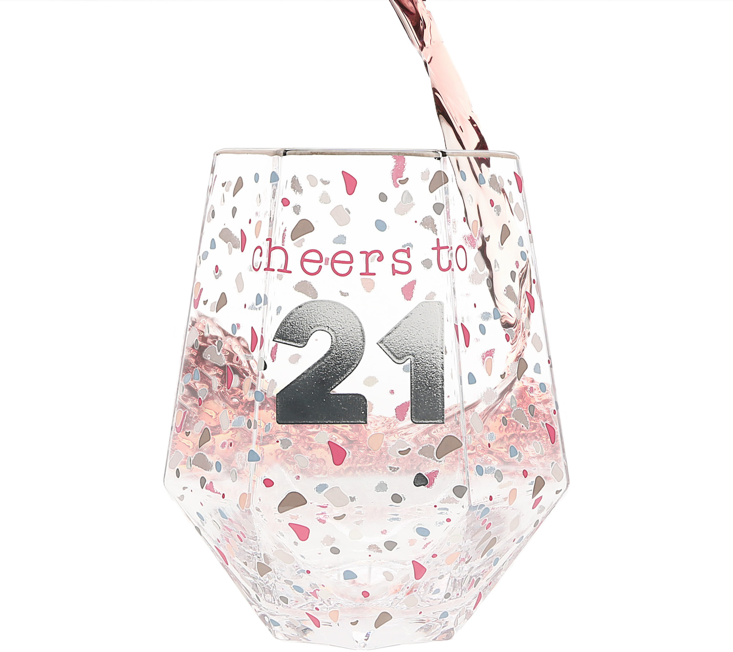 Cheers to 21 by Happy Confetti to You - Cheers to 21 - 16 oz Geometric Glass