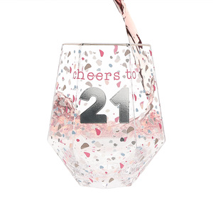Cheers to 21 by Happy Confetti to You - 16 oz Geometric Glass