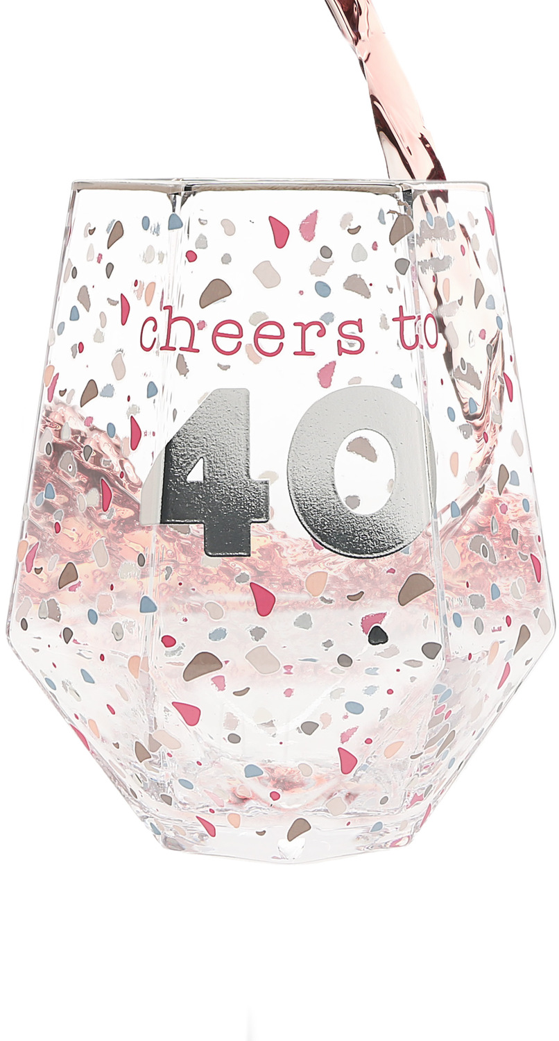 Cheers to 40 by Happy Confetti to You - Cheers to 40 - 16 oz Geometric Glass