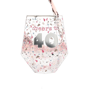 Cheers to 40 by Happy Confetti to You - 16 oz Geometric Glass