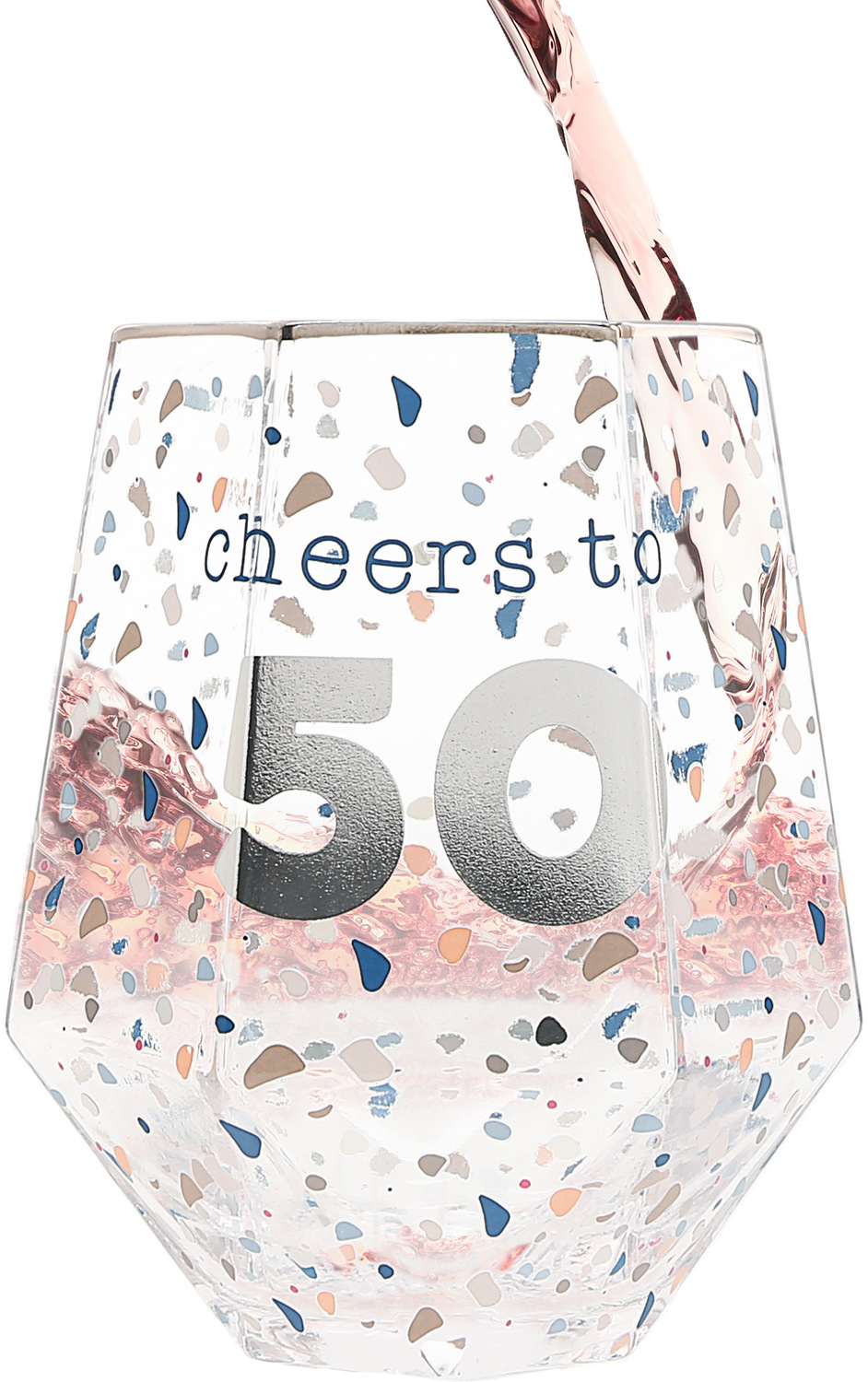 Cheers to 50 by Happy Confetti to You - Cheers to 50 - 16 oz Geometric Glass