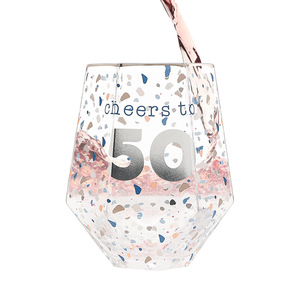 Cheers to 50 by Happy Confetti to You - 16 oz Geometric Glass