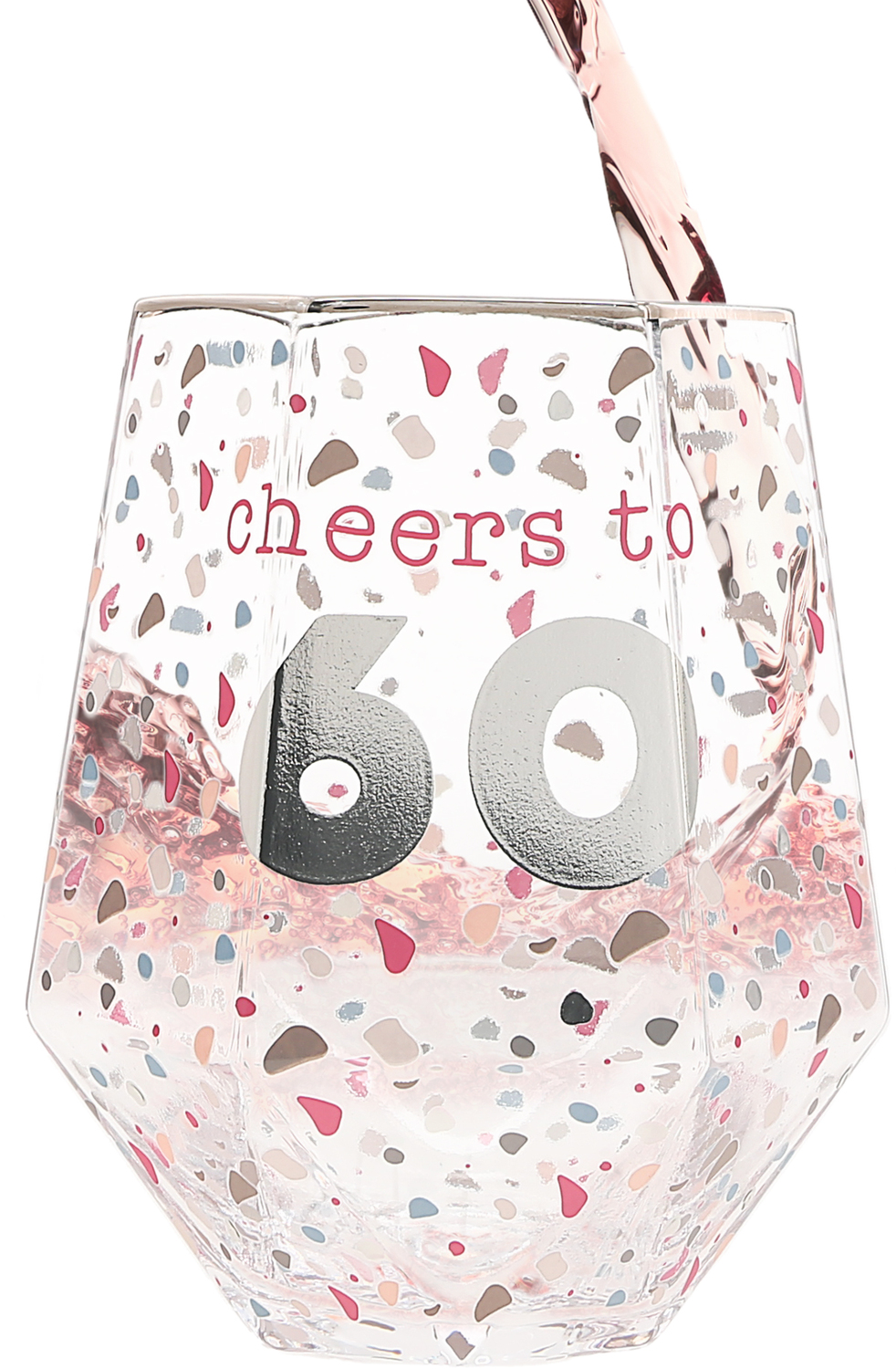 Cheers to 60 by Happy Confetti to You - Cheers to 60 - 16 oz Geometric Glass