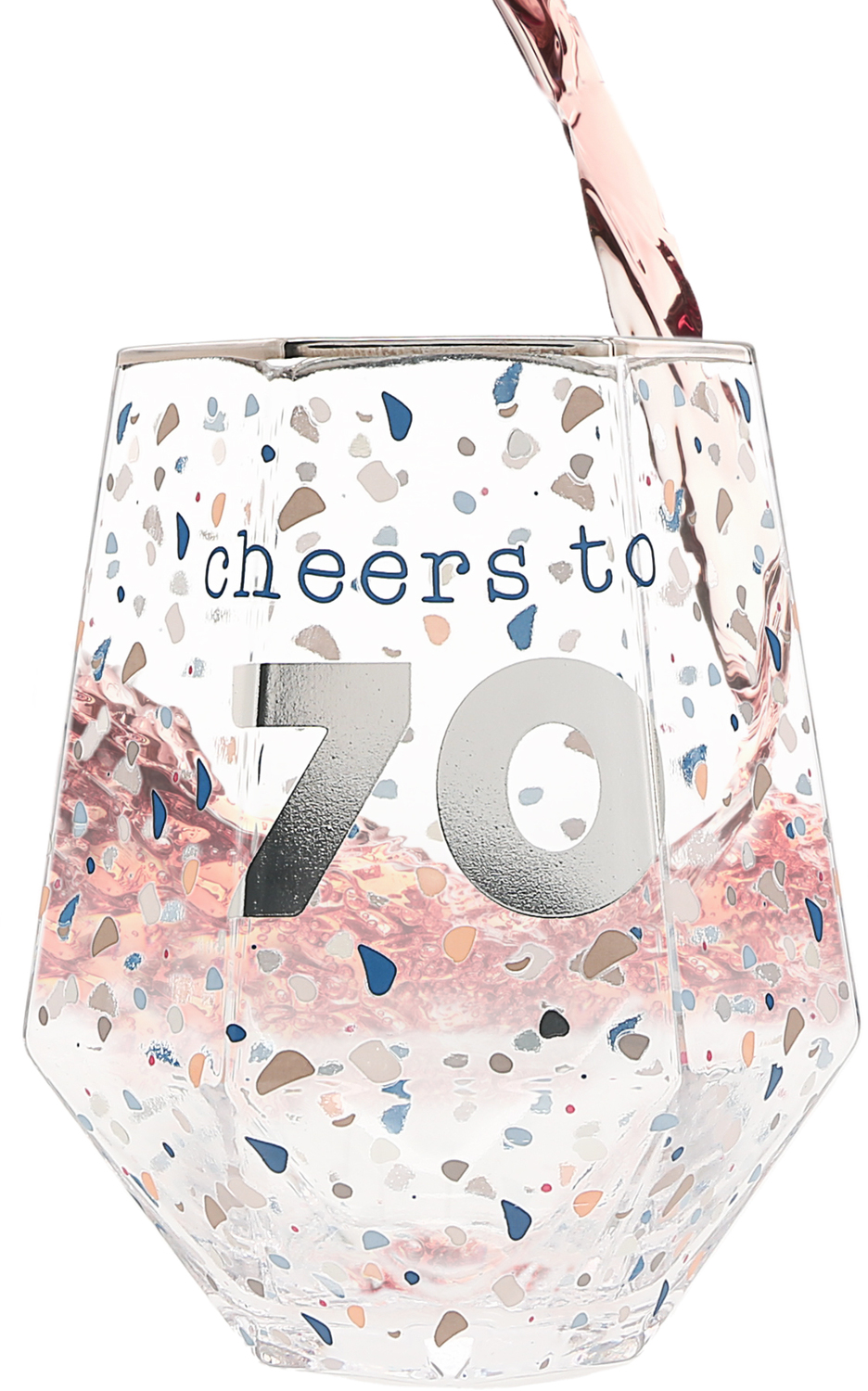 Cheers to 70 by Happy Confetti to You - Cheers to 70 - 16 oz Geometric Glass