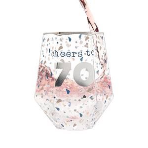 Cheers to 70 by Happy Confetti to You - 16 oz Geometric Glass
