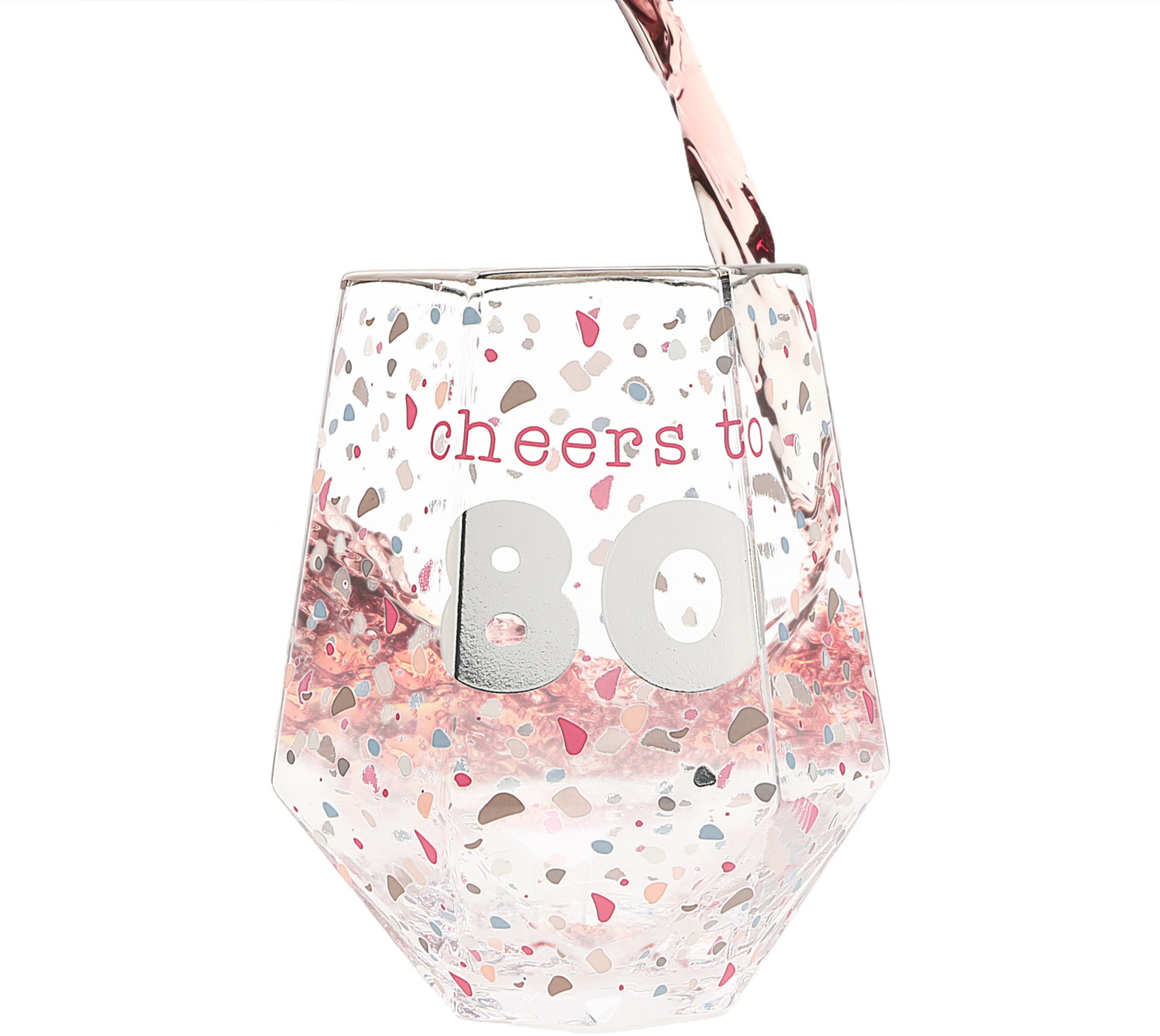 Cheers to 80 by Happy Confetti to You - Cheers to 80 - 16 oz Geometric Glass
