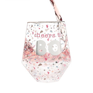 Cheers to 80 by Happy Confetti to You - 16 oz Geometric Glass