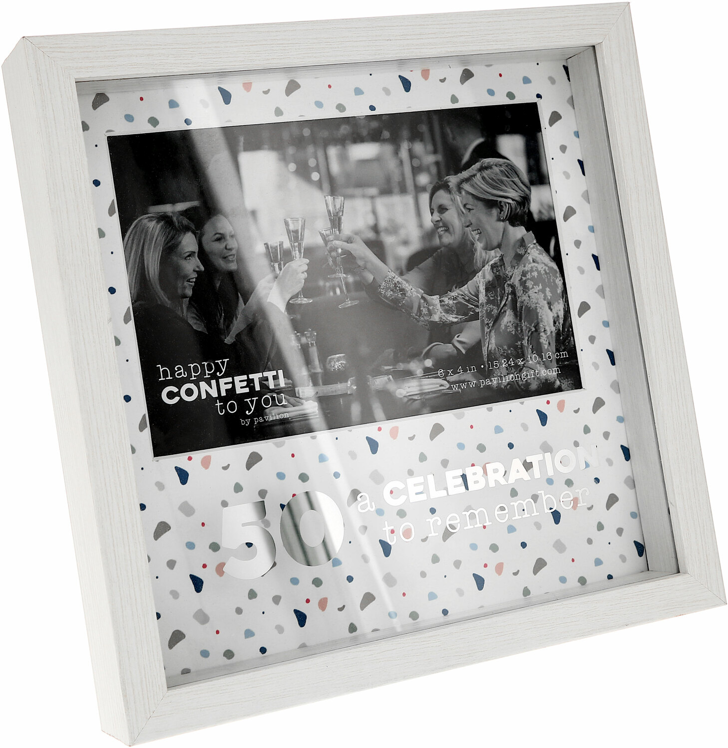 50 by Happy Confetti to You - 50 - 7.5" Shadow Box Frame
(Holds 6" x 4" Photo)