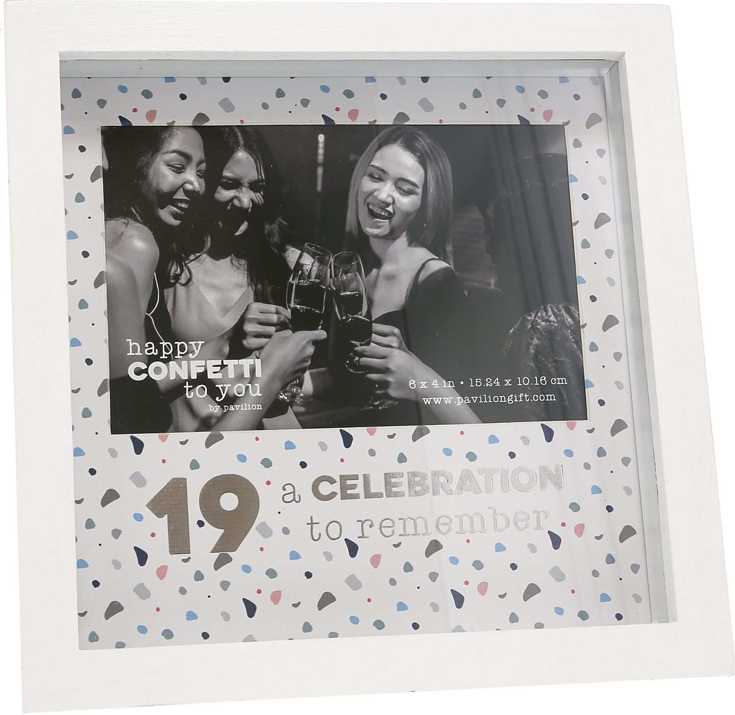 19 by Happy Confetti to You - 19 - 7.5" Shadow Box Frame
(Holds 6" x 4" Photo)