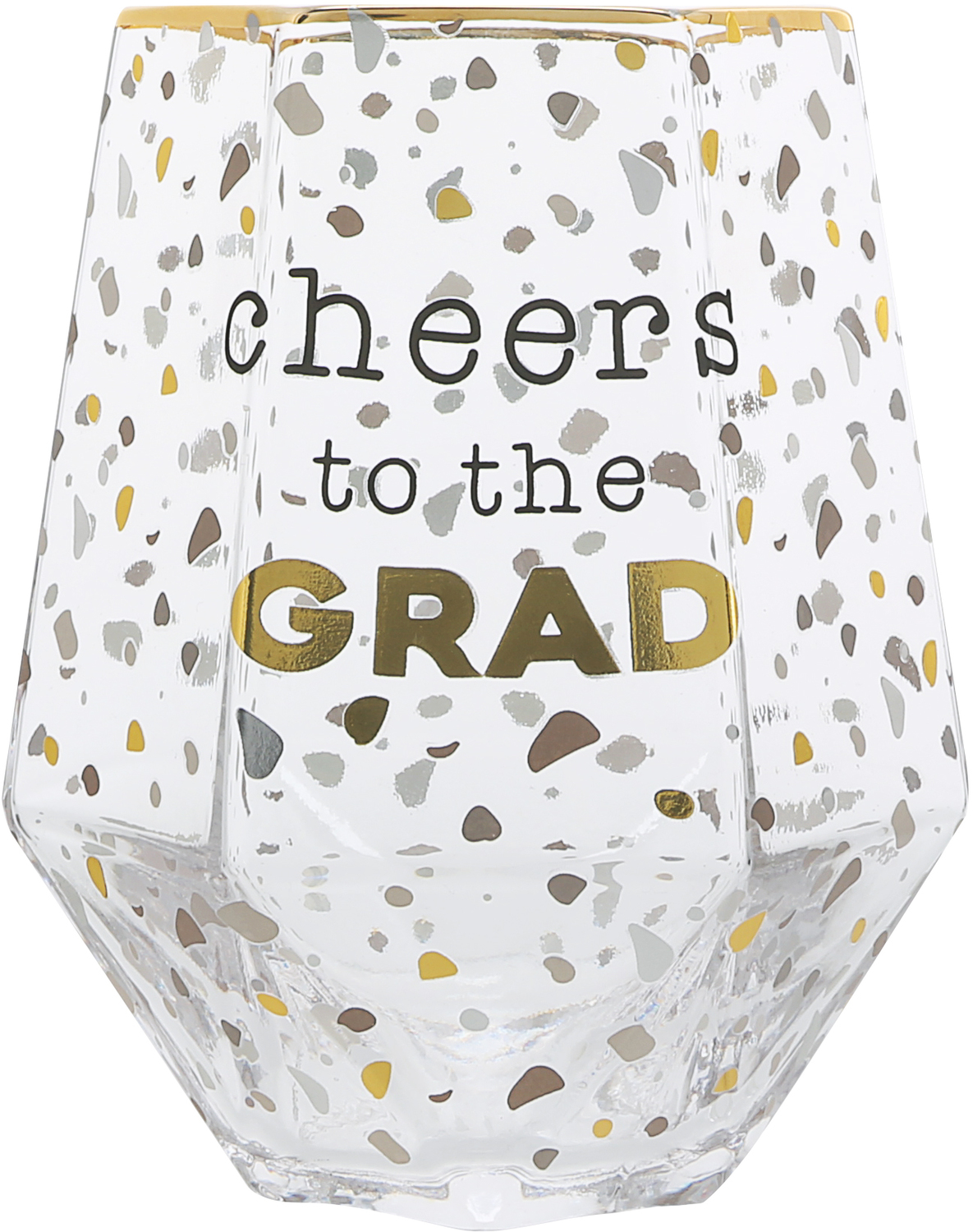 Cheers to the Grad by Happy Confetti to You - Cheers to the Grad - 16 oz Geometric  Glass