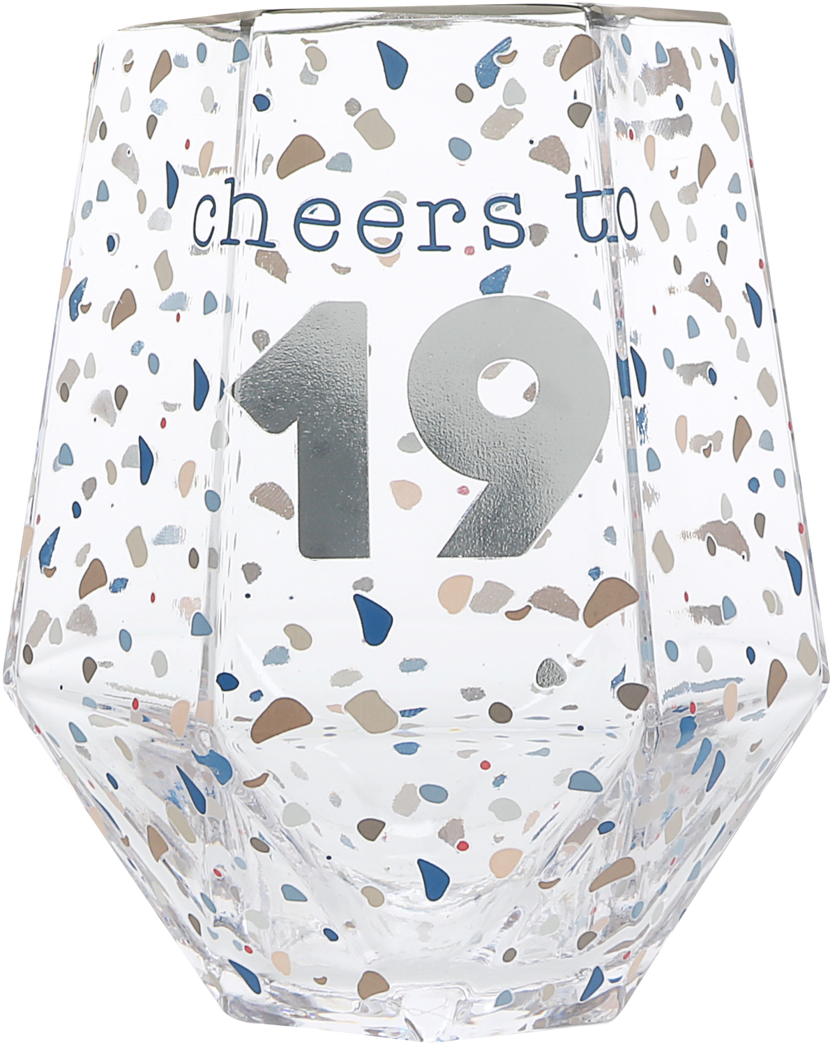 Cheers to 19 by Happy Confetti to You - Cheers to 19 - 16 oz Geometric  Glass