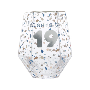 Cheers to 19 by Happy Confetti to You - 16 oz Geometric  Glass
