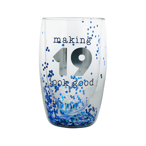 19 Look Good by Happy Confetti to You - 14 oz Double-Walled Glass