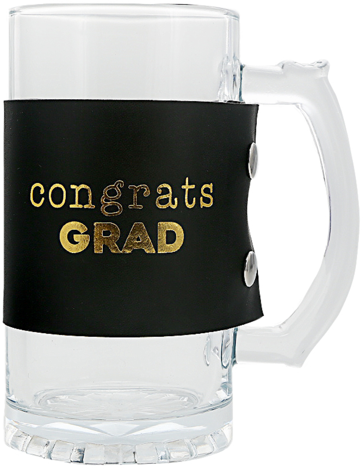 Grad by Happy Confetti to You - Grad - 16 oz Glass Stein with PU Leather Wrap