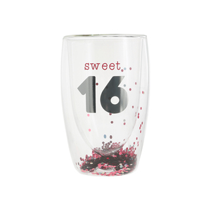 Sweet 16 by Happy Confetti to You - 14 oz Double-Walled Glass