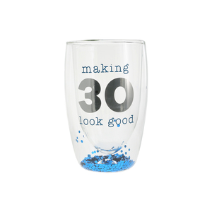 30 by Happy Confetti to You - 14 oz Double-Walled Glass