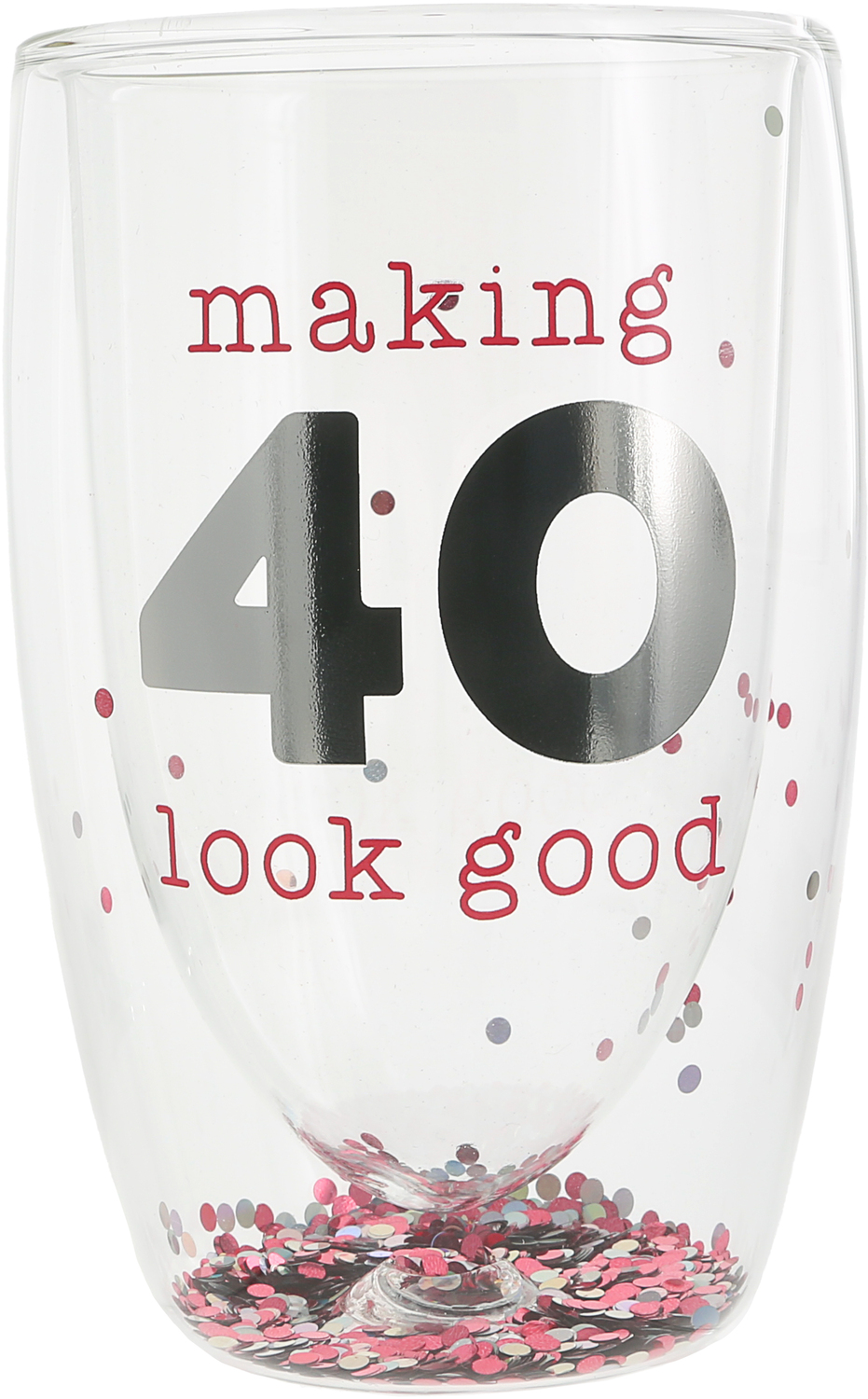 40 by Happy Confetti to You - 40 - 14 oz Double-Walled Glass